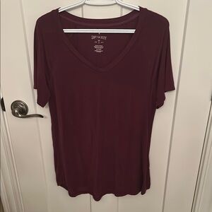 American Eagle Outfitters burgundy, soft and sexy V-Neck Relaxed Tee, size S